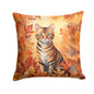 Caroline's Treasures Toyger Cat in Fall Leaves Throw Pillow Machine Washable, Indoor Outdoor Decorative Pillow for