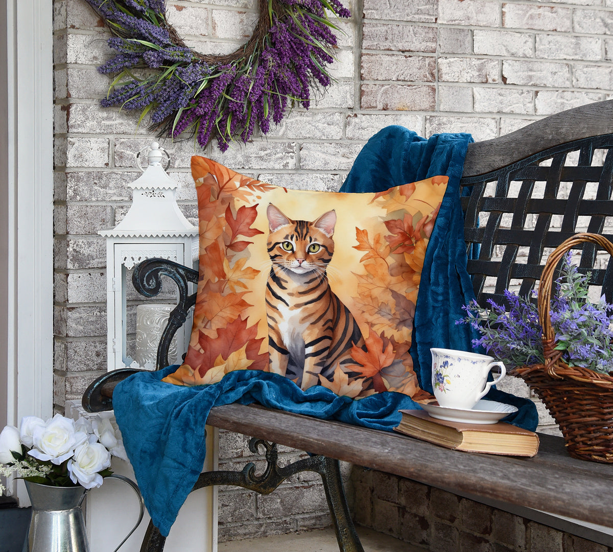 Caroline's Treasures Toyger Cat in Fall Leaves Throw Pillow Machine Washable, Indoor Outdoor Decorative Pillow for - image 4