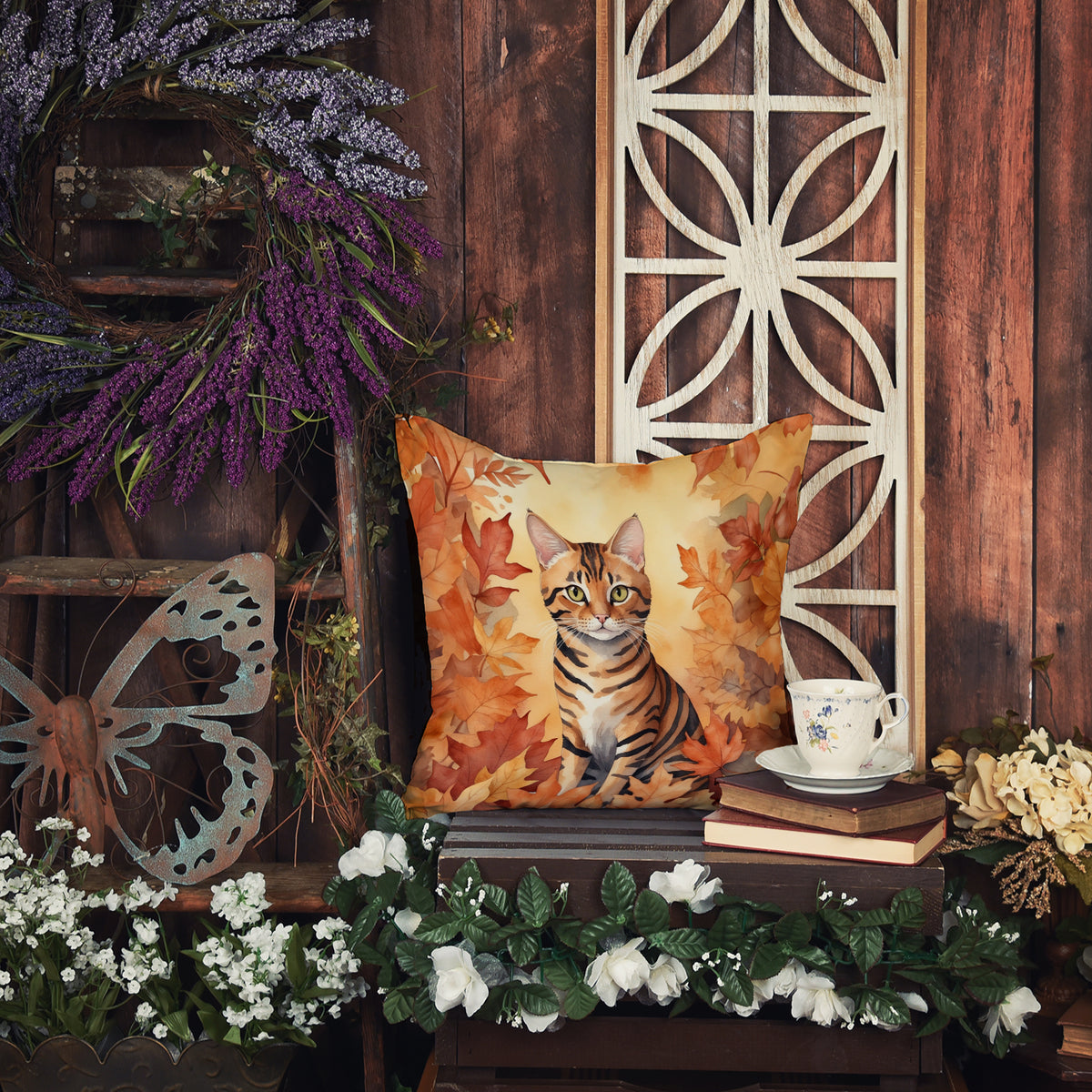 Caroline's Treasures Toyger Cat in Fall Leaves Throw Pillow Machine Washable, Indoor Outdoor Decorative Pillow for - image 6