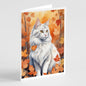 Caroline's Treasures Turkish Angora Cat in Fall Leaves Greeting Cards Pack of 8 Blank Cards with Envelopes Whimsical A7