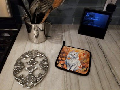 Caroline's Treasures Turkish Angora Cat in Fall Leaves Pair of Pot Holders Kitchen Heat Resistant Pot Holders Sets Oven - image 3