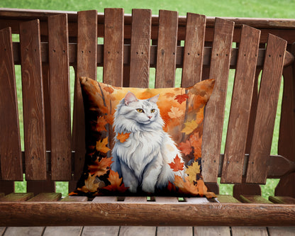 Caroline's Treasures Turkish Angora Cat in Fall Leaves Throw Pillow Machine Washable, Indoor Outdoor Decorative Pillow - image 2
