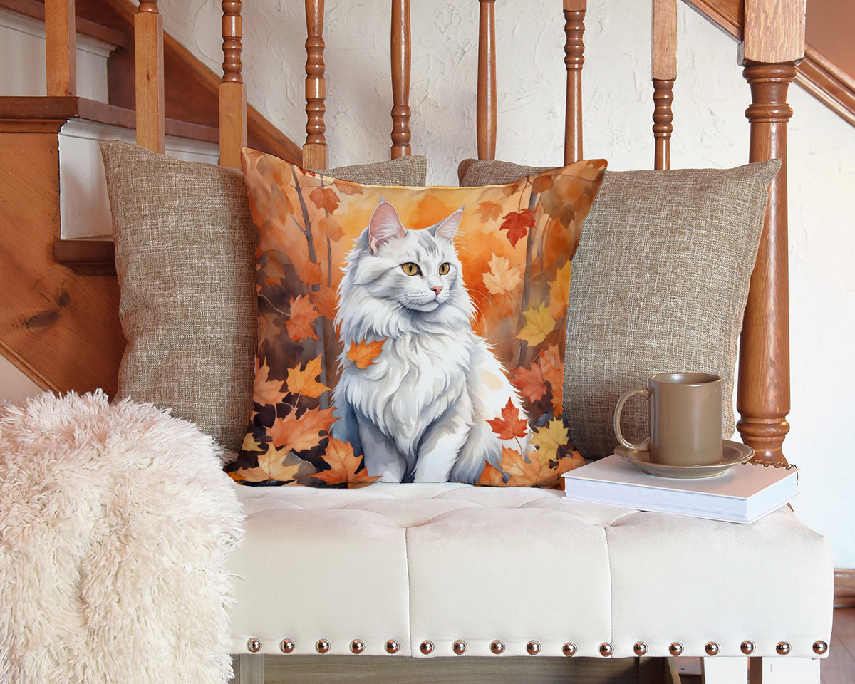 Caroline's Treasures Turkish Angora Cat in Fall Leaves Throw Pillow Machine Washable, Indoor Outdoor Decorative Pillow - image 3