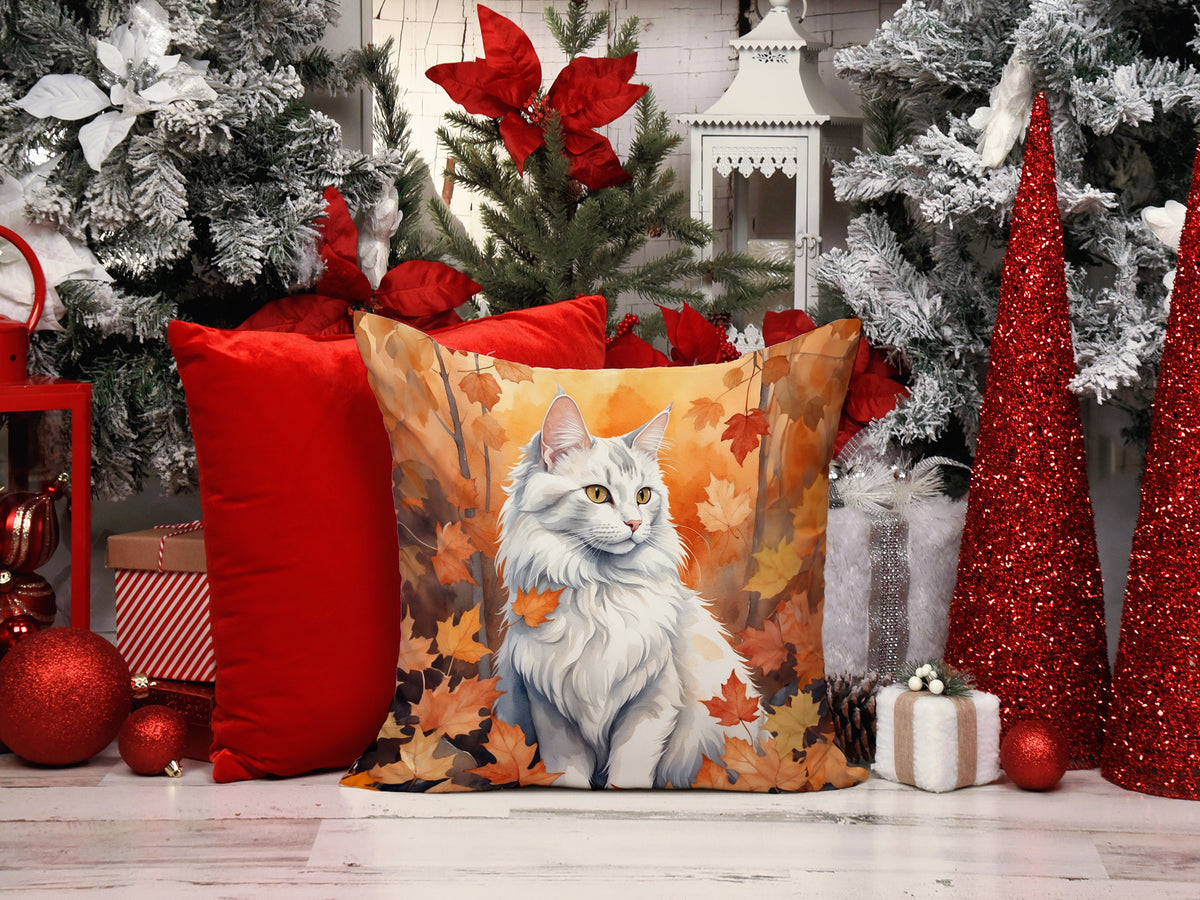 Caroline's Treasures Turkish Angora Cat in Fall Leaves Throw Pillow Machine Washable, Indoor Outdoor Decorative Pillow - image 7