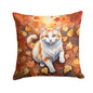 Caroline's Treasures Turkish Van Cat in Fall Leaves Throw Pillow Machine Washable, Indoor Outdoor Decorative Pillow for