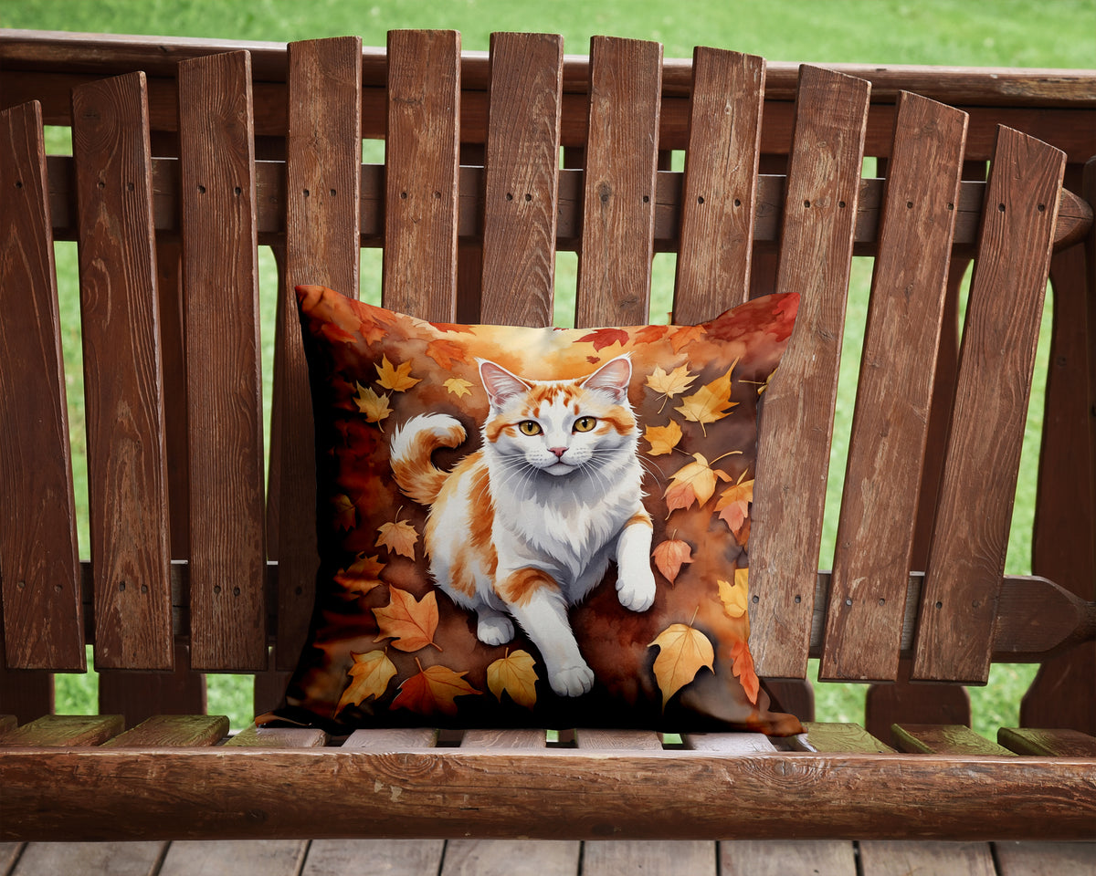 Caroline's Treasures Turkish Van Cat in Fall Leaves Throw Pillow Machine Washable, Indoor Outdoor Decorative Pillow for - image 2