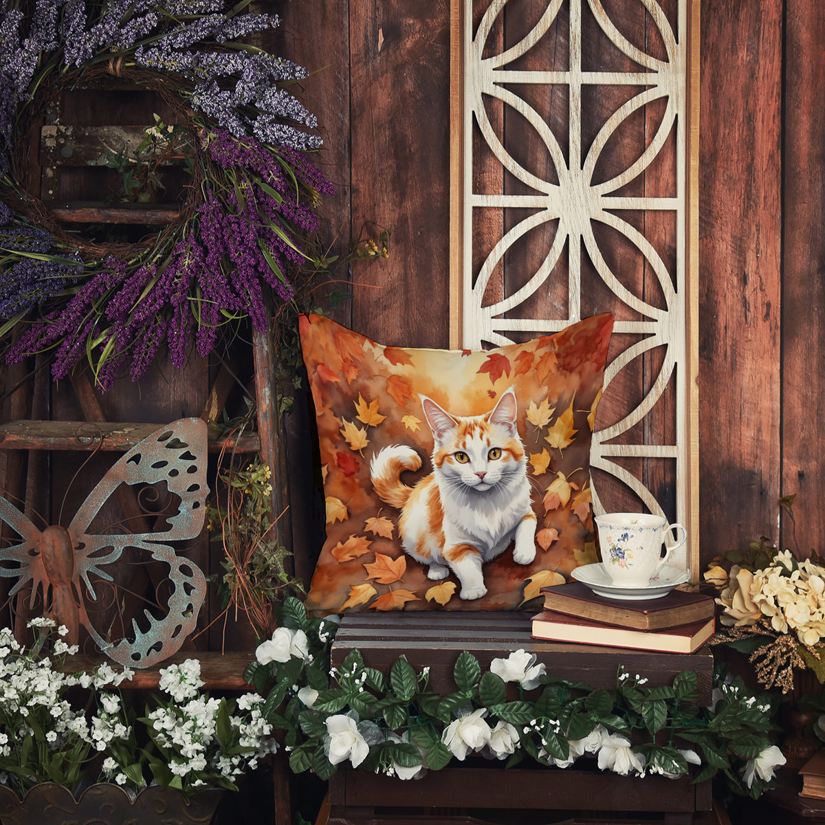 Caroline's Treasures Turkish Van Cat in Fall Leaves Throw Pillow Machine Washable, Indoor Outdoor Decorative Pillow for - image 5
