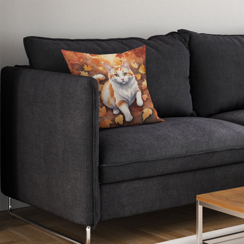 Caroline's Treasures Turkish Van Cat in Fall Leaves Throw Pillow Machine Washable, Indoor Outdoor Decorative Pillow for - image 7