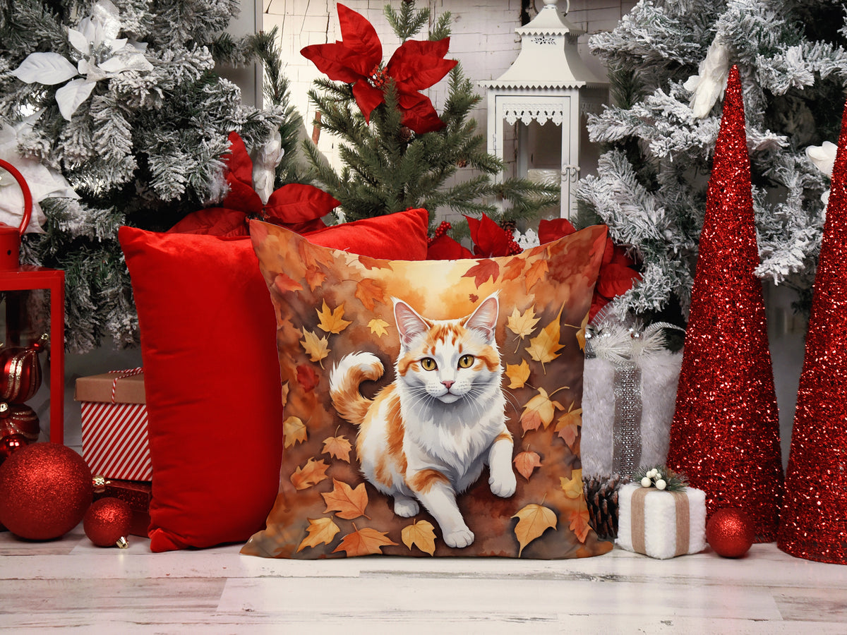 Caroline's Treasures Turkish Van Cat in Fall Leaves Throw Pillow Machine Washable, Indoor Outdoor Decorative Pillow for - image 7