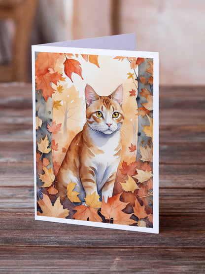 Caroline's Treasures Ural Rex Cat in Fall Leaves Greeting Cards Pack of 8 Blank Cards with Envelopes Whimsical A7 Size - image 2