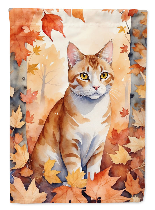 Caroline's Treasures Ural Rex Cat in Fall Leaves Garden Flag Mailbox Flag Decorative Yard Flag Banner Outside Patio