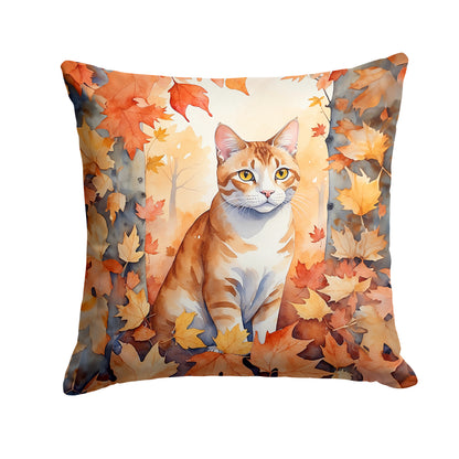 Caroline's Treasures Ural Rex Cat in Fall Leaves Throw Pillow Machine Washable, Indoor Outdoor Decorative Pillow for