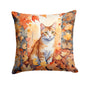 Caroline's Treasures Ural Rex Cat in Fall Leaves Throw Pillow Machine Washable, Indoor Outdoor Decorative Pillow for
