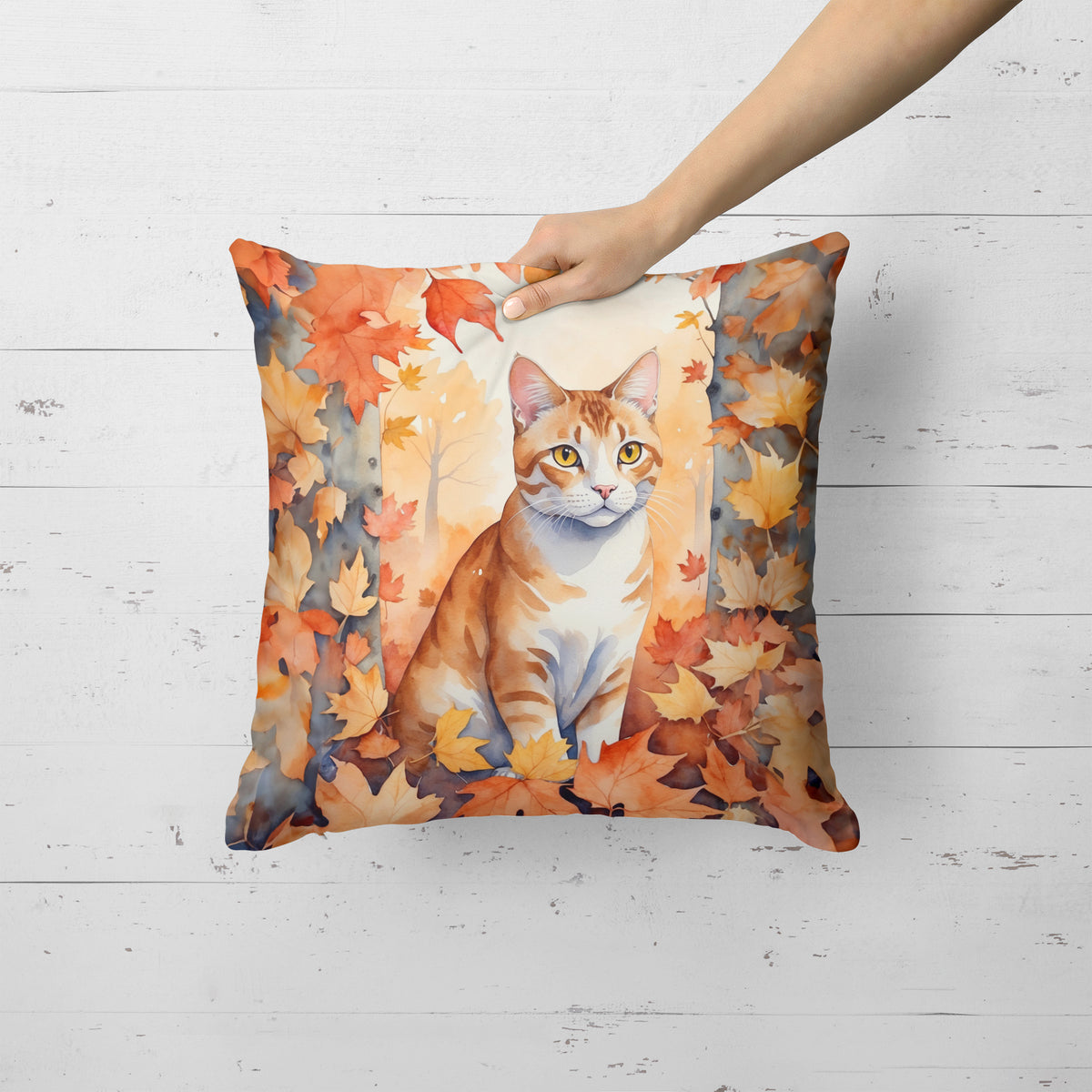 Caroline's Treasures Ural Rex Cat in Fall Leaves Throw Pillow Machine Washable, Indoor Outdoor Decorative Pillow for - image 2