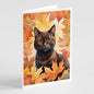 Caroline's Treasures York Chocolate Cat in Fall Leaves Greeting Cards Pack of 8 Blank Cards with Envelopes Whimsical A7