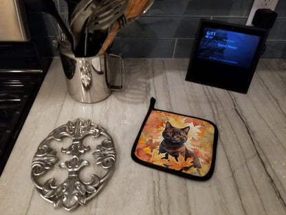 Caroline's Treasures York Chocolate Cat in Fall Leaves Pair of Pot Holders Kitchen Heat Resistant Pot Holders Sets Oven - image 3
