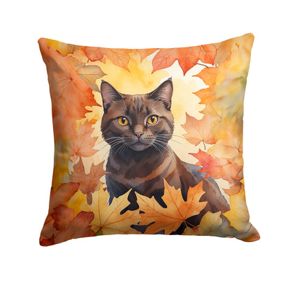 Caroline's Treasures York Chocolate Cat in Fall Leaves Throw Pillow Machine Washable, Indoor Outdoor Decorative Pillow
