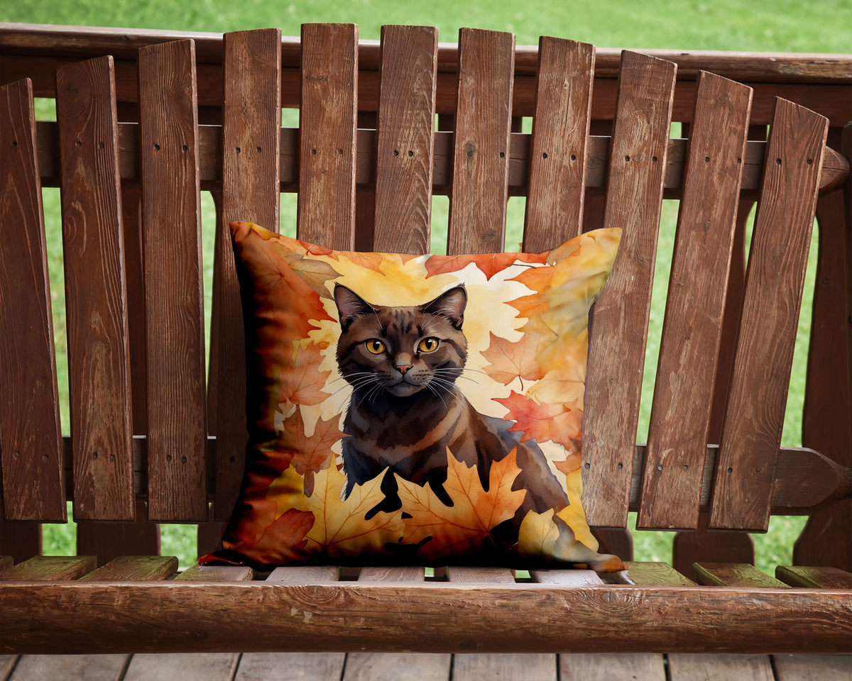 Caroline's Treasures York Chocolate Cat in Fall Leaves Throw Pillow Machine Washable, Indoor Outdoor Decorative Pillow - image 2