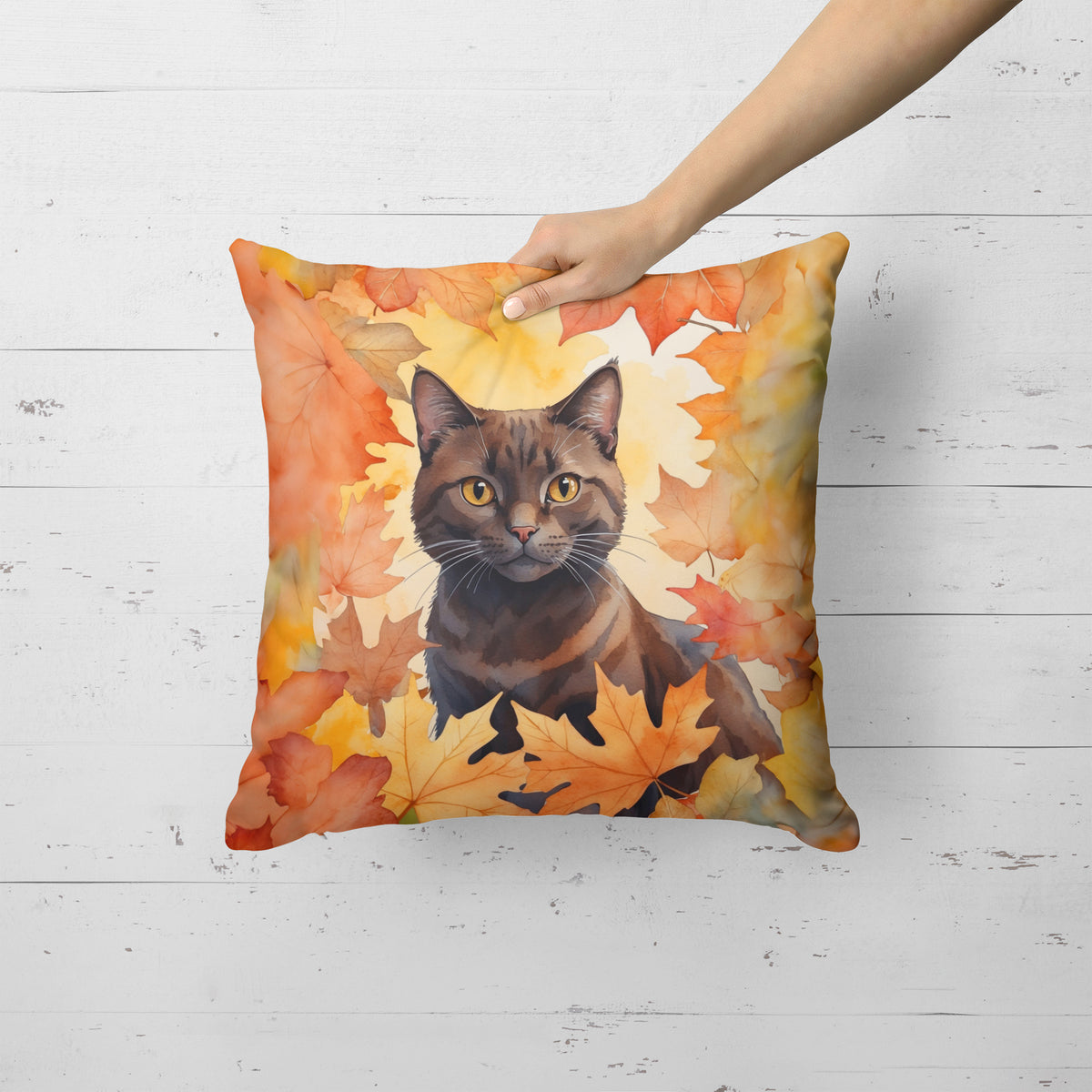 Caroline's Treasures York Chocolate Cat in Fall Leaves Throw Pillow Machine Washable, Indoor Outdoor Decorative Pillow - image 2