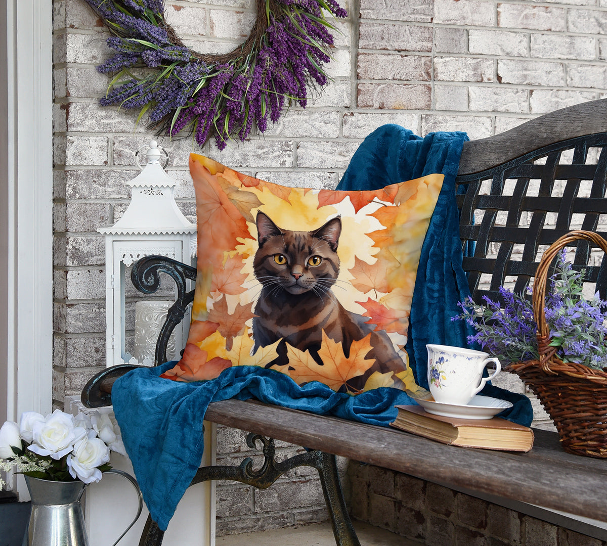 Caroline's Treasures York Chocolate Cat in Fall Leaves Throw Pillow Machine Washable, Indoor Outdoor Decorative Pillow - image 4