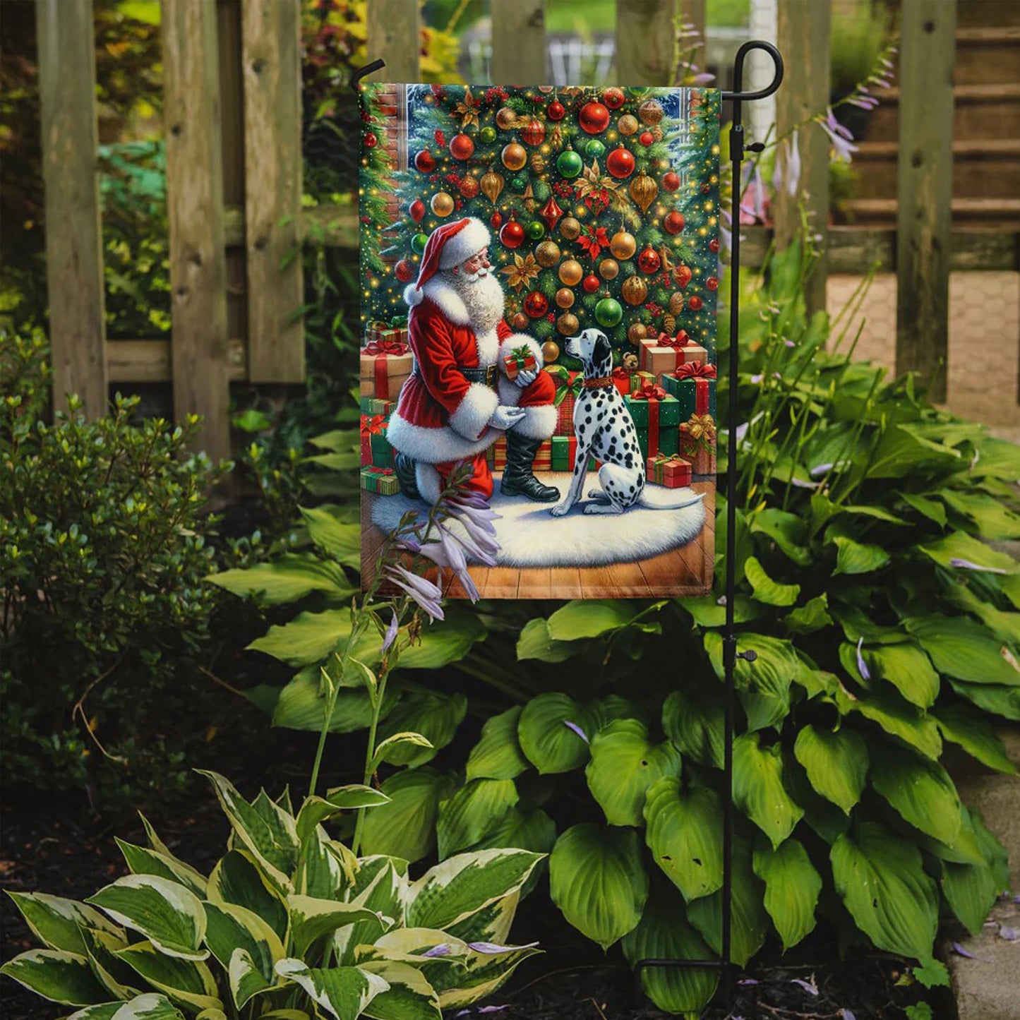 Caroline's Treasures Decorative Dalmatian and Santa Garden Flag
