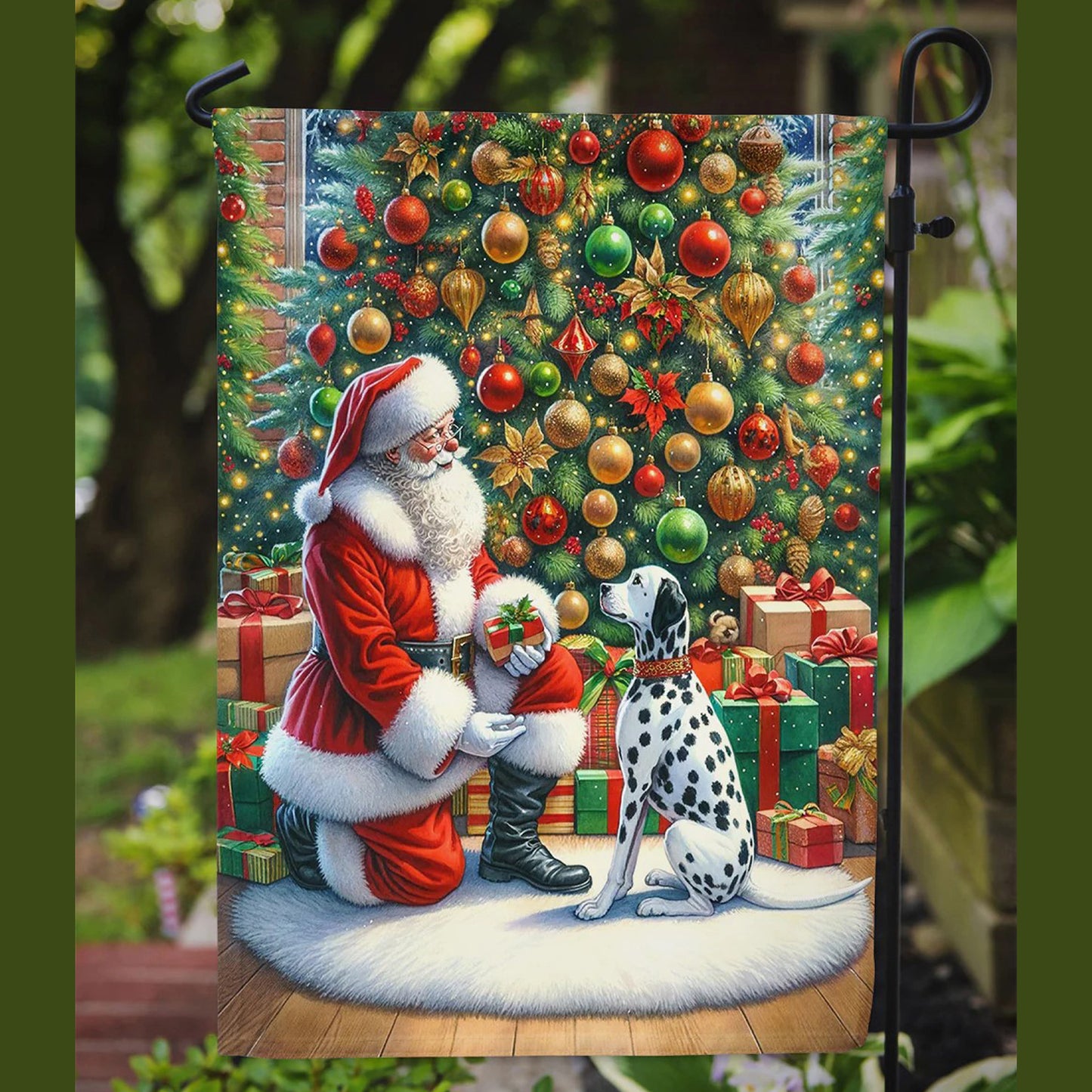 Caroline's Treasures Decorative Dalmatian and Santa Garden Flag