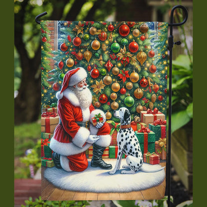 Caroline's Treasures Decorative Dalmatian and Santa Garden Flag