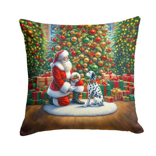 Caroline’s Treasures Dalmatian and Santa 14” x 14” Throw Pillow