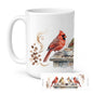 Caroline's Treasures Cardinals Winter Morning Coffee Ceramic Coffee Mug 15 oz Decorative Large C Handle Mug Cup for Tea, Cocoa Hot Chocolate