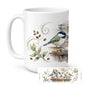 Caroline's Treasures Chickadees Coffee Counter Morning Coffee Ceramic Coffee Mug 15 oz Decorative Large C Handle Mug Cup for Tea, Cocoa Hot Chocolate