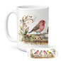 Caroline's Treasures Finches Morning Coffee Ceramic Coffee Mug 15 oz Decorative Large C Handle Mug Cup for Tea, Cocoa Hot Chocolate
