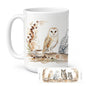 Caroline's Treasures Owls Morning Coffee Ceramic Coffee Mug 15 oz Decorative Large C Handle Mug Cup for Tea, Cocoa Hot Chocolate