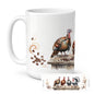 Caroline's Treasures Turkeys Morning Coffee Ceramic Coffee Mug 15 oz Decorative Large C Handle Mug Cup for Tea, Cocoa Hot Chocolate