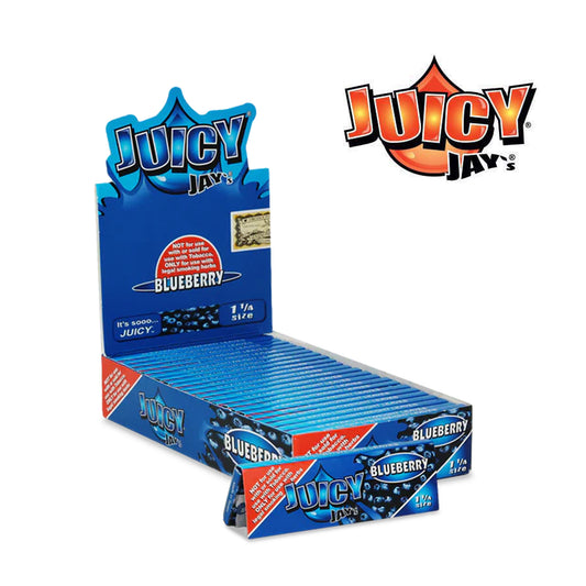 Juicy Jay’s Blueberry 1¼ Rolling Papers 24pk – Flavored rolling paper box with blueberry design