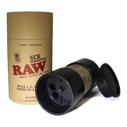 RAW King Size Six Shooter and 32 Pre-Rolled Cones – Fast, clean, and easy cone filling bundle