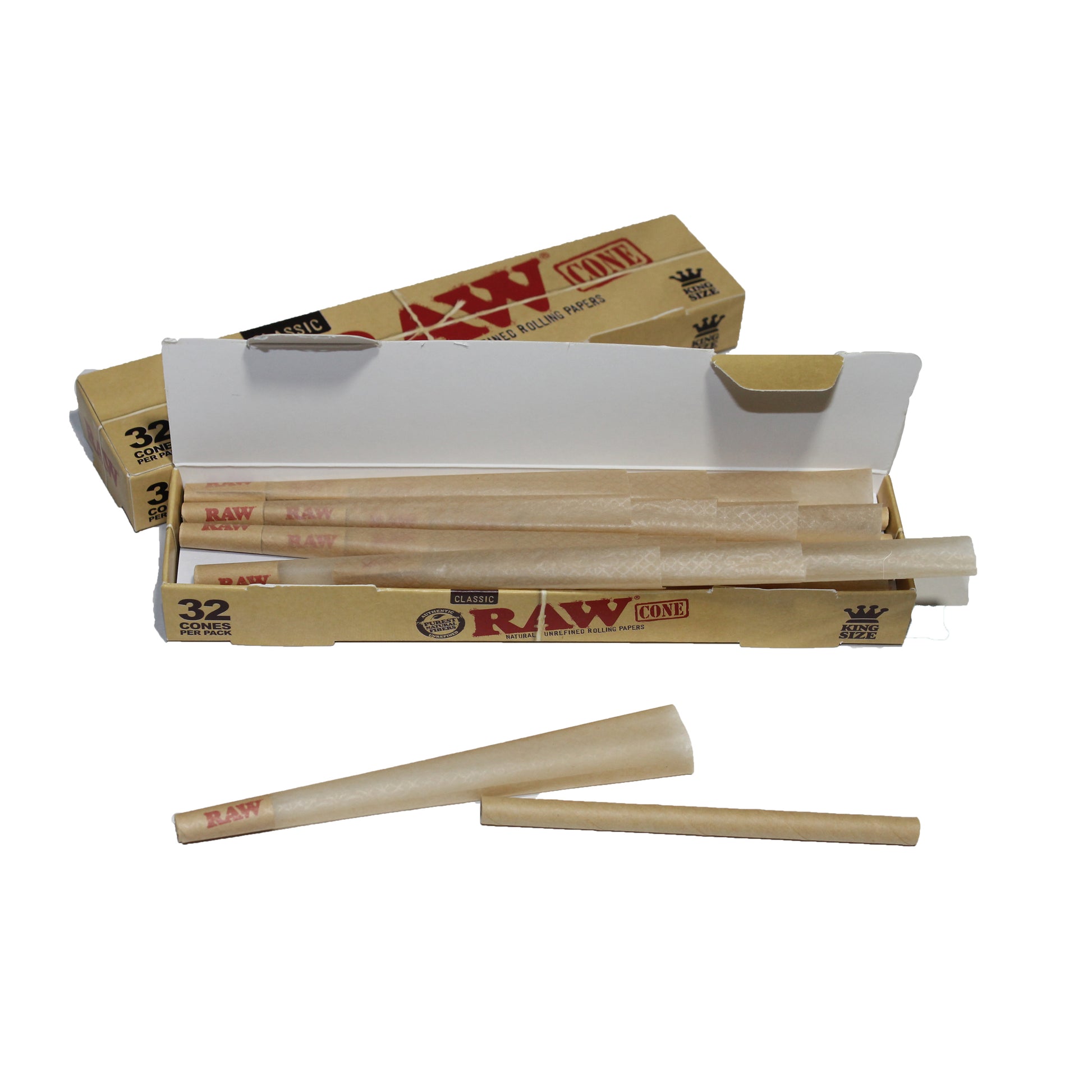 RAW King Size Classic Cones Bundle – 3 boxes of 32 natural pre-rolled cones with tips