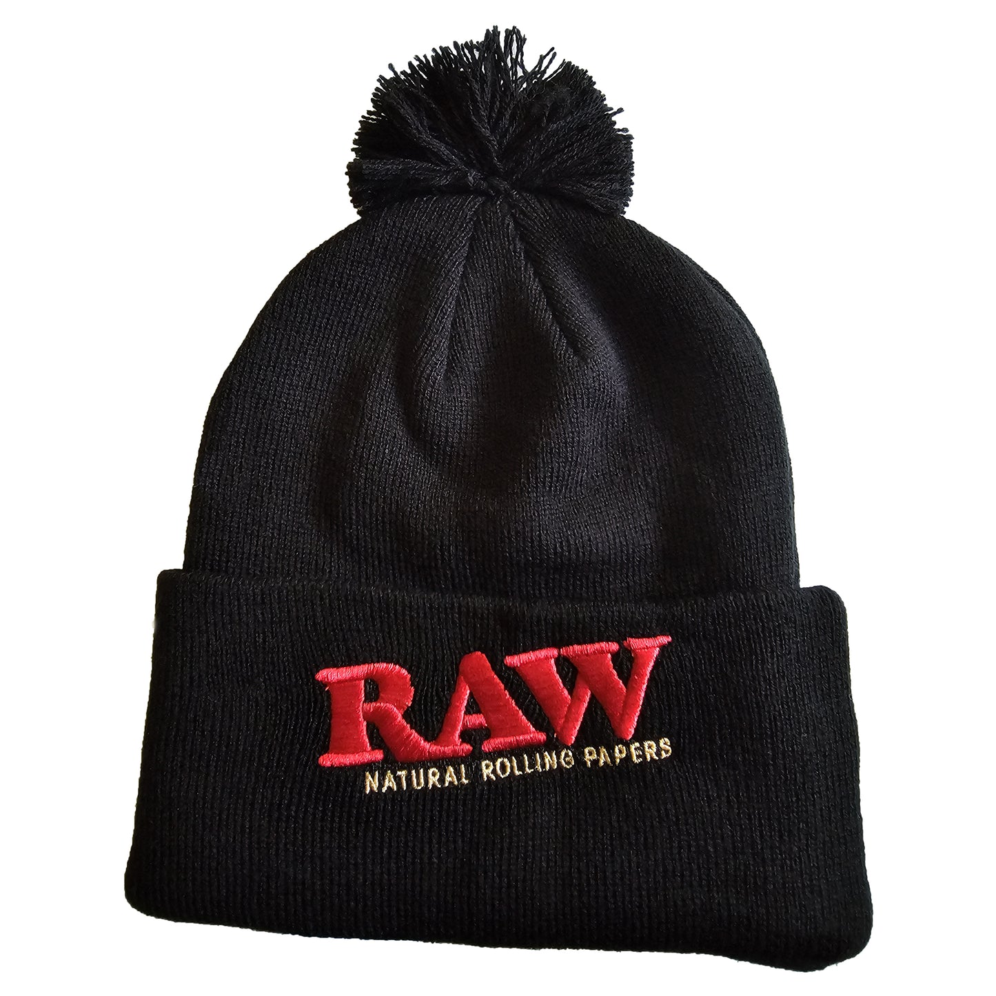 RAW Pom Pom Beanie Hat - Black