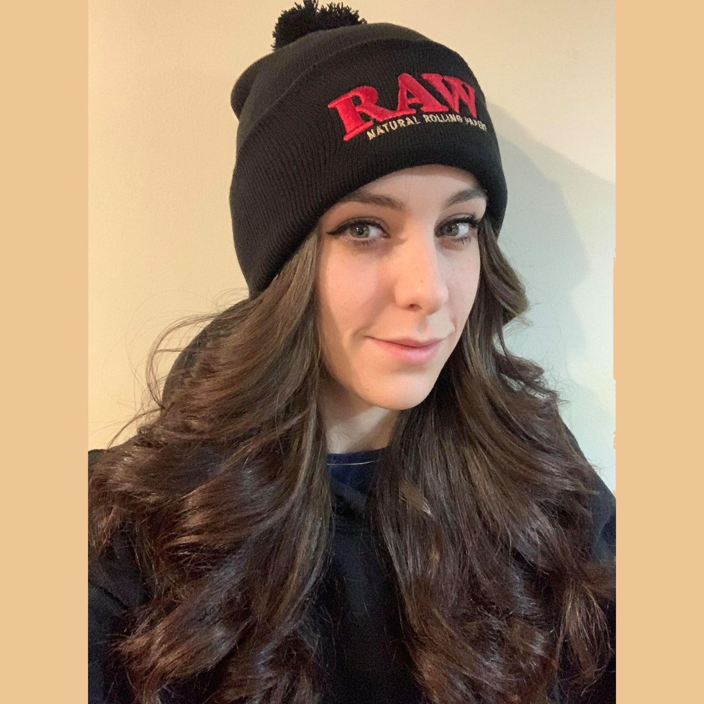 RAW Pom Pom Beanie Hat - Black