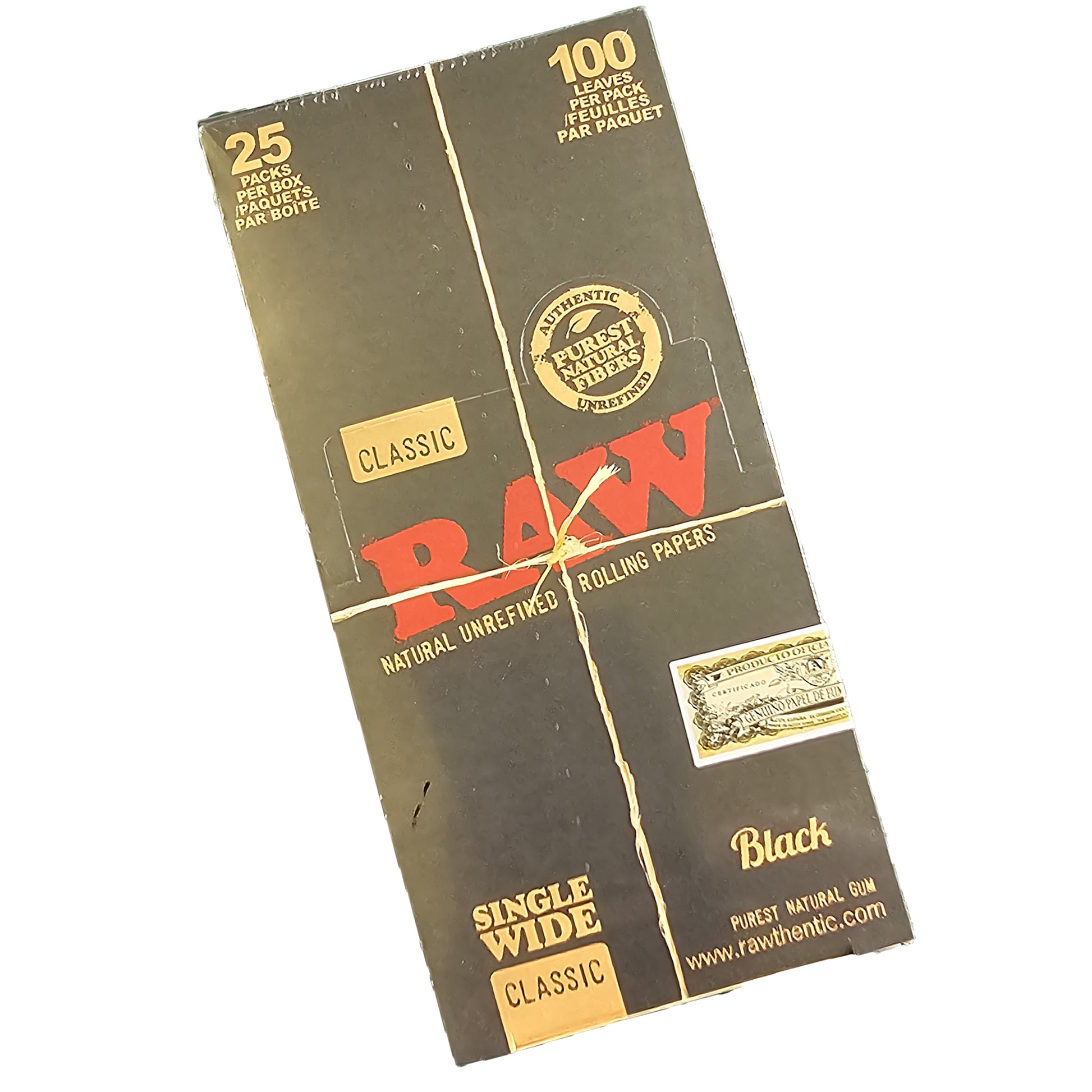RAW Black Single Wide Rolling Papers 25pk – Eco-friendly ultra-thin rolling paper box