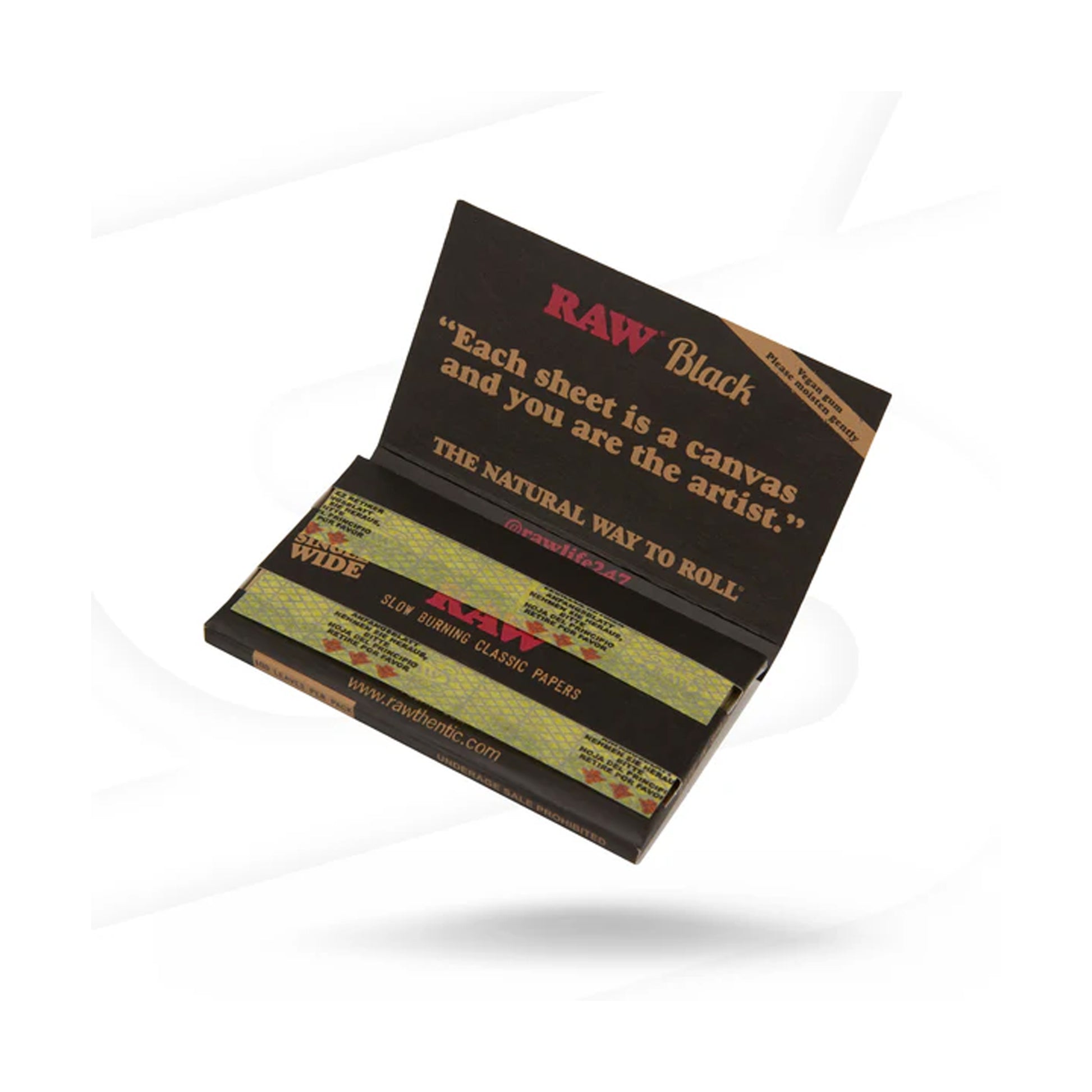 RAW Black Single Wide Rolling Papers 25pk – Eco-friendly ultra-thin rolling paper box