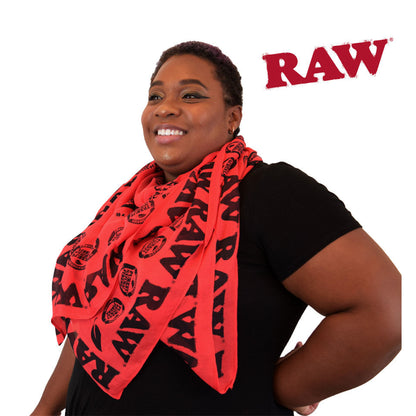 RAW Ultra Soft Vegan Fashion Scarf – 46" x 46" -Red