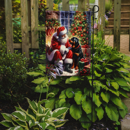 Caroline's Treasures Decorative Rottweiler and Santa Garden Flag