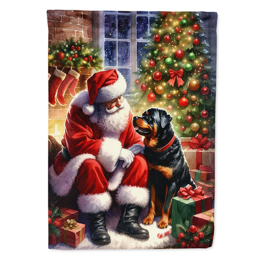 Caroline's Treasures Decorative Rottweiler and Santa Garden Flag