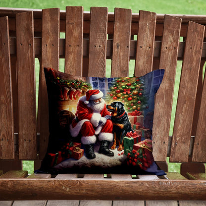 Caroline’s Treasures Rottweiler and Santa 14” x 14” Throw Pillow