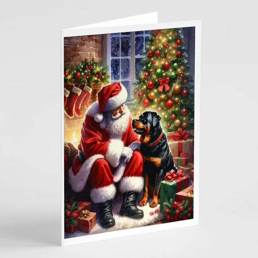 Caroline's Treasures Rottweiler and Santa Greeting Cards -8 Pack