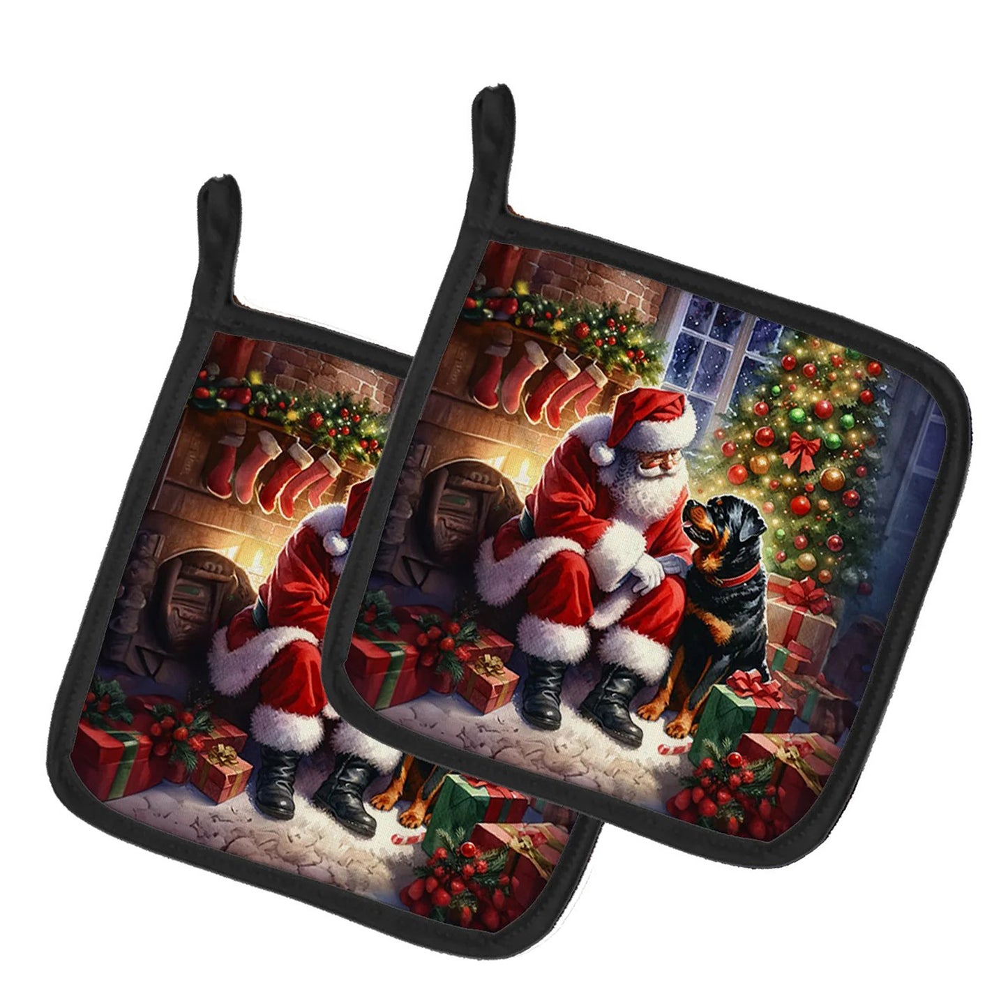 Caroline's Treasures Decorative Rottweiler and Santa Pot Holders