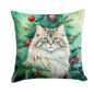 Caroline’s Treasures Siberian Cat by the Christmas Tree 14” x 14” Throw Pillow