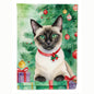Caroline's Treasures Decorative Siamese Cat by the Christmas Tree Garden Flag