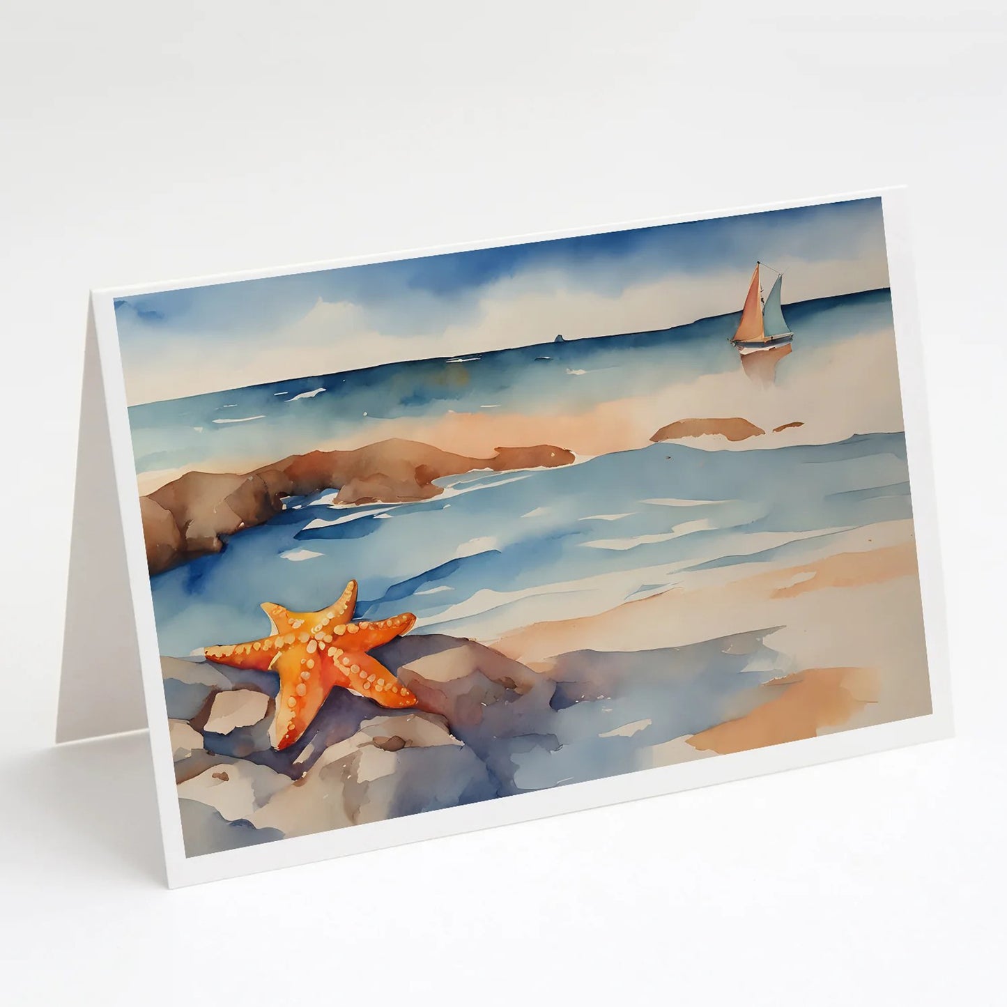 Caroline's Treasures Starfish by the Seaside Greeting Cards -8 Pack