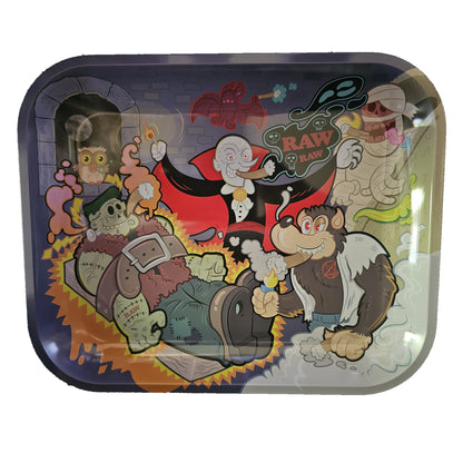 RAW Monster Sesh Tray – Limited Edition Large metal rolling tray with Halloween monster artwork